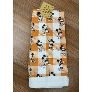 Disney Mickey Mouse Dish Towels, Set of 2 Orange & White 100% Cotton NEW